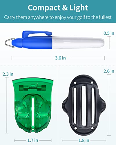 Vibit 4 Pcs Golf Ball Liner Template Linear Alignment Kit For Putt Ball Marking Tools With 2 Golf Ball Line Drawing Marking Stencils And 2 Colorful Marker Pens #TOP6
