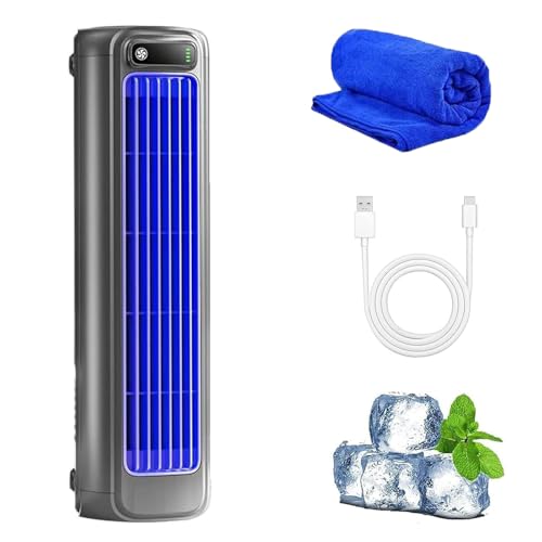 Coldeez Cooling Ace, German Turbo Compression Cooling Technology, Portable Air Conditioner Cooling Fan with 3 Speeds & LED Touch Screen, USB Charging, for Bedroom Office Home (Gray)