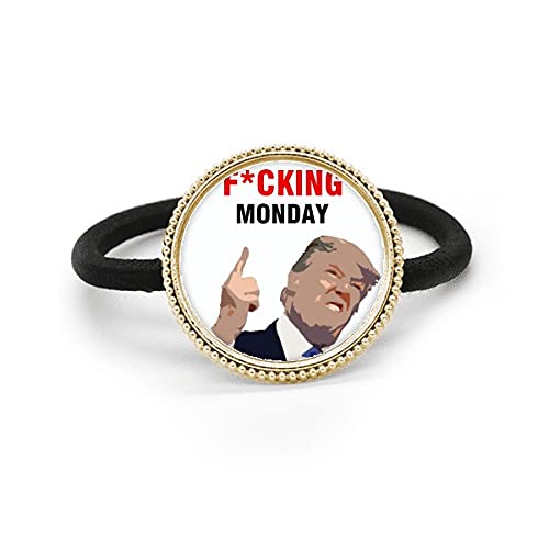 Corbata de pelo de metal y tocado de goma plata con imagen de presidente americano