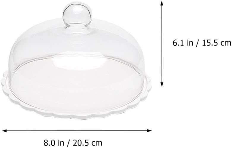 DOITOOL Ceramic Cake Plate with Glass Dome Glass Dessert Holder Clear Cupcake Stand Decorative Serving Tray Dish Rack for Fruit Dessert Cake White