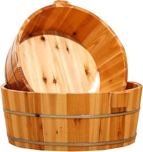 Secchio per pediluvio in legno massello, realizzato a mano, per pedicure, in legno naturale, per uso domestico