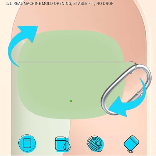 Image of Anvique Silicone Case Cover for Oneplus Nord Buds 4 Pro, Scratch Resistance, Shock Absorption, with Premium Carabiner (Matcha Green R)