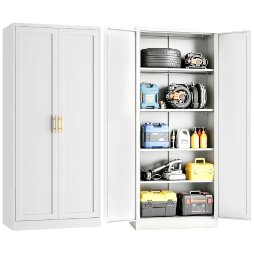 Image of 71 inch Metal Storage Cabinet with 2 Doors, 4 Adjustable Shelves