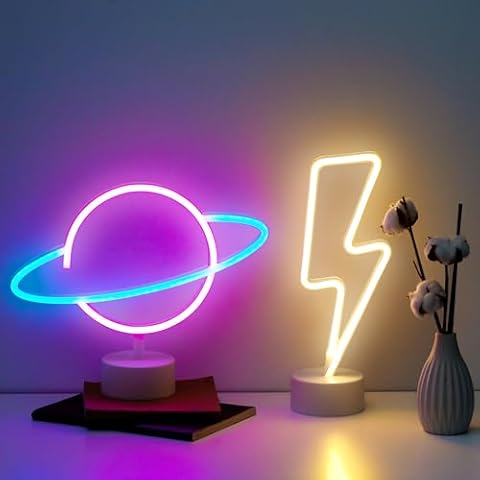 NELUX Pack of 2 Neon Light Signs Cover