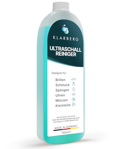KLARBERG® Nettoyeur à ultrasons concentré 750 ml - Concentré de nettoyage pour bain à ultrasons - Parfum agrumes - Doux pour la peau - Fabriqué en Allemagne - Pour lunettes, bijoux, montres et plus