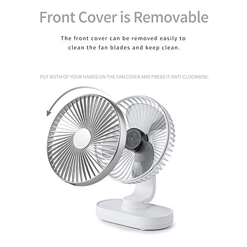 Ajcoflt Ventilador de mesa sem fio USB Ventilador de mesa Rotação de 90 graus Ventilador de escritór