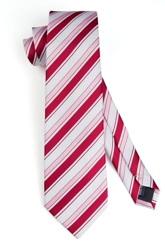 Image of HISDERN Mens Striped Ties Classic Silk Woven Tie and Pocket Square Set Formal Business Necktie Handkerchief for Wedding