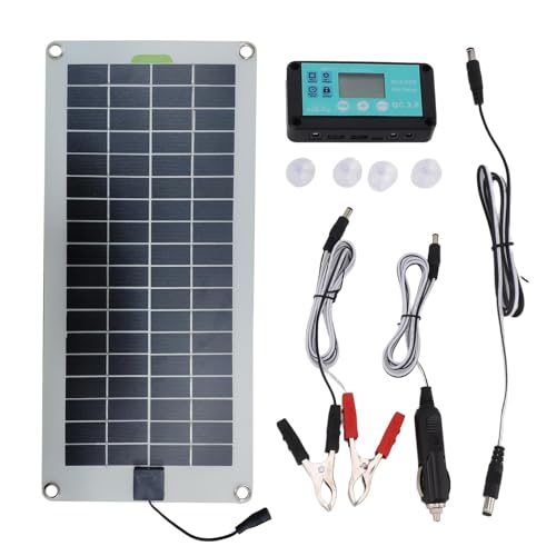 Cargador de batería Solar para Coche, 30 W, 12 V, Panel Solar Resistente al Agua, Cargador de batería de Coche, Kit de Carga de Mantenimiento de Panel Solar, Pinza de con Encendedor para
