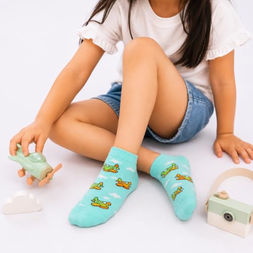 Image of THELA GAADI Printed Kids Socks | Ankle Length Pure Cotton Socks for Kids Boys and Girls | Breathable, Odourless, Cute | Pack of 5