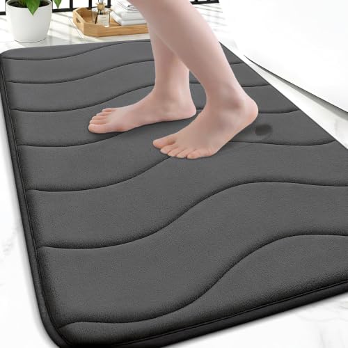 Image of Smiry Memory Foam Bath Mat 32x20, Extra Soft and Absorbent Bathroom Mats