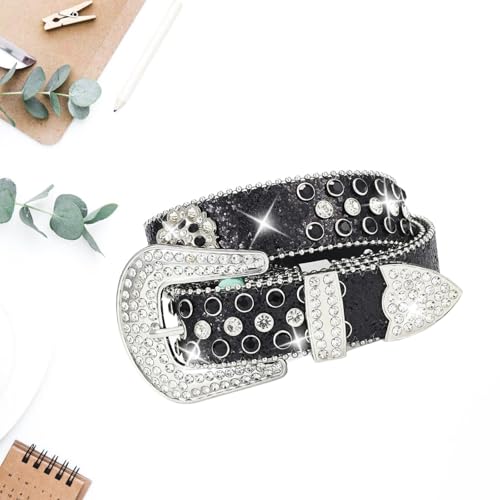 Punk for Pants Rhinestones Studded Belt for Jeans Street Dancing Belt Casual Formal Waist Accessories3