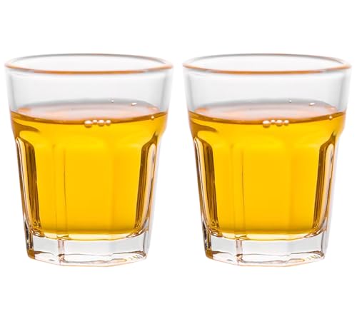 Soopiiso Shot Glasses Set 50ML/1.5oz.Small Espresso and LiquorGlasses for Whiskey TequilaVodka, Thick Glass Cups forPotter Style Cocktails Bar Party（2 Piece ）