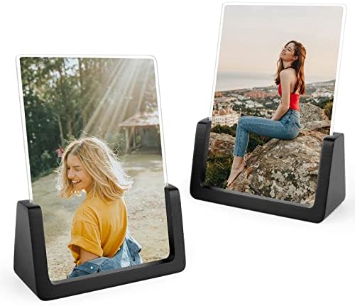 Waysse 5x7 Picture Frames,Wooden Picture Frame 2 Pack- Black Picture Frame for Wall and Tabletop Display with Wood Base & High Difinition Acrylic Glass Covers Rustic Photo Frames for Wall or Tabletop Display (Vertical)