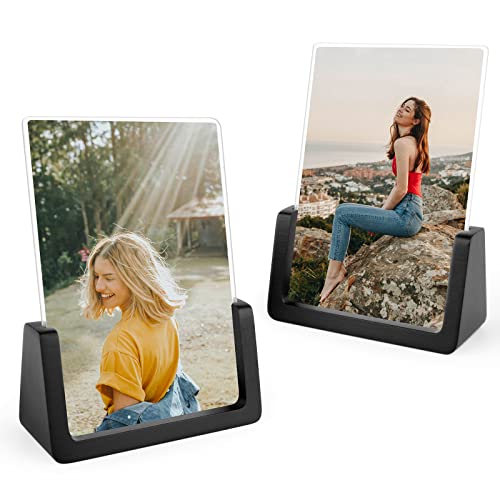 Waysse 5X7 Picture Frames,Wooden Picture Frame 2 Pack- Black Picture Frame For Wall And Tabletop Display With Wood Base & High Difinition Acrylic Glass Covers Rustic Photo Frames For Wall Or Tabletop Display (Vertical) #TOP10