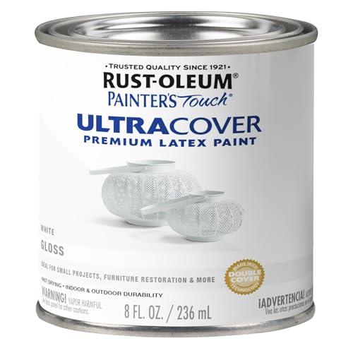 Rust-Oleum 1992730 Painter's Touch Latex Paint, Half Pint, Gloss White 8 Fl Oz (Pack of 1)