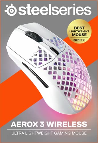 Aerox 3 Wireless - Mouse da gioco RGB traforato - Design ultraleggero e resistente all'acqua - Sensore ottico TrueMove Air da 18K DPI - Snow - Mouse gaming - Immagine 10