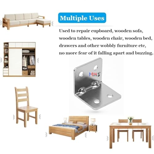Image of MHS Heavy-Duty L Metal Brackets - Silver Finish Corner Brace - Right Angle Support for Wood Shelves, Cabinets, and Furniture... (24, 40 X 25 X 25)