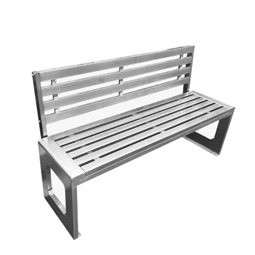 YGER JZGB Banco Jardin Exterior, Banco Exterior con Respaldo, Estructura de Acero Inoxidable, Asiento de Listones para Porche, Patio, Césped y Terraza(120x40x45cm/47x16x18in)