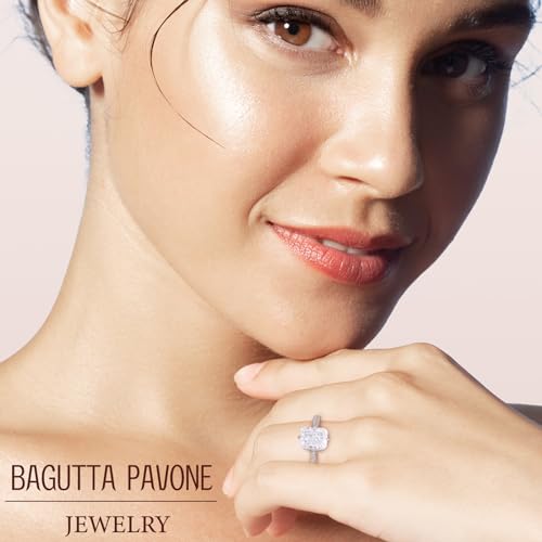 4/10/12.5CT Radiant Cut Cubic Zirconia Engagement Rings for Women, Women's Rectangle/Pear/Oval Shaped 925 Sterling Silver with 18K White Gold Plated Solitaire CZ Promise Ring3