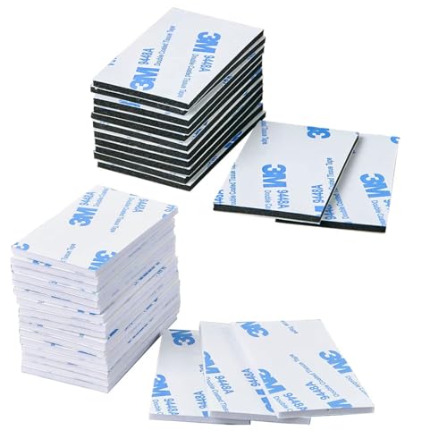 50 Pcs Double Sided Sticky Pads - 3mm Thickness Double Sided Sticky Pads Rectangle Number Plate Adhesive Foam Pads, Heavy Duty Strong Adhesive Foam Pads Mounting Pads for Walls, Floor (balck&white)