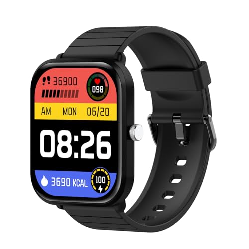 Smartwatch con Contapassi Monitoraggio Salute e Allenamento Chiamate Display Touch Durata fino a 4 Giorni e uomo donna rosso nero