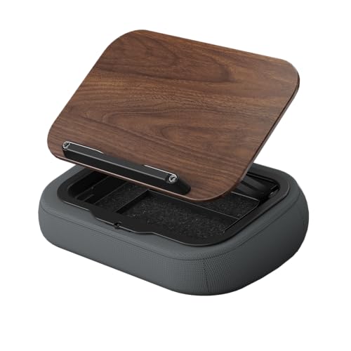 viozon 書見台 クション台座 寝ながらタブレット 収納スペース付 無階段高さ角度調整 木色