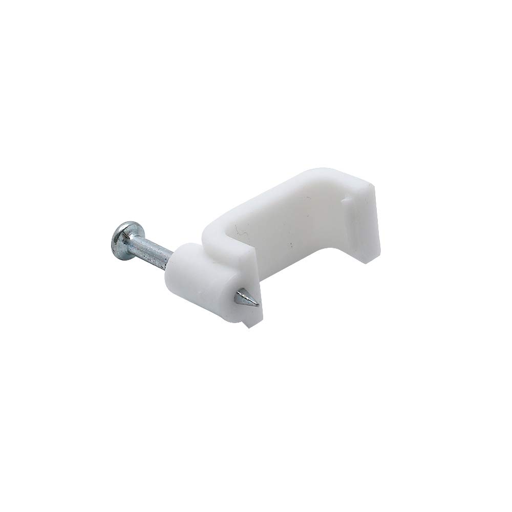 Flat Ethernet Cable Wire Clips with Nail, 14mm, White, 100pcs — Amazon image 4