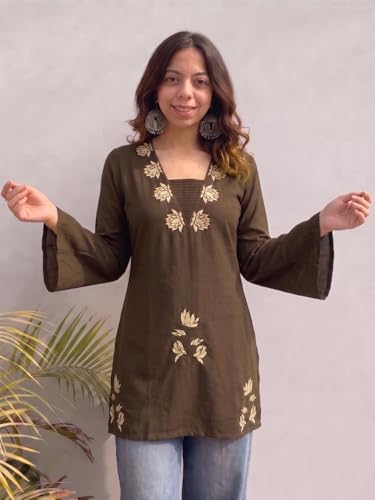 Image of ANNI Designer Cotton Short Kurti for Women | Stylish Kurti | Short Kurti Top | Casual Kurta for Women | Comfortable Cotton Kurtis for Womens