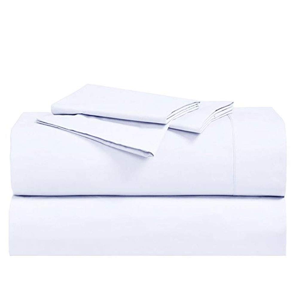 Royal Hotel Bedding Abripedic Crispy Percale Sheets, 300-Thread-Count, 4PC Solid Sheet Set, 100% Cotton, Super Deep Pocket, Queen, White