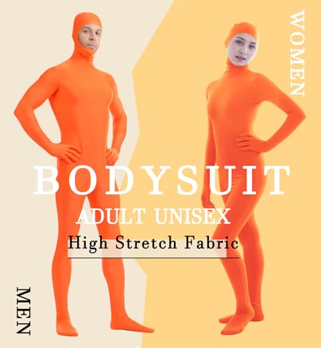Image of ATHX Men's and Women's Spandex Open Face Bodysuit Costume Adult Stretchy Halloween Cosplay Body Suit Zentai Suit Outfits