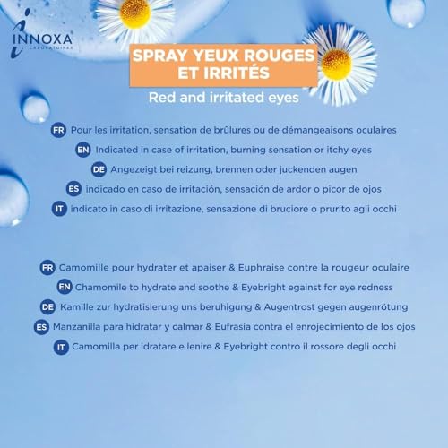 INNOXA Laboratoires – Augenspray für Rote und gereizte Augen – Allergien, Reizungen, Juckreiz – Sofortige Linderung – Sanfte und einfache Anwendung – 10 ml