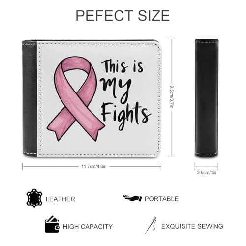 This Is My Fights Ribbon Breast Cancer Bi-fold Wallet for Men Women Print PU Leather Slim Cash Card Holder2