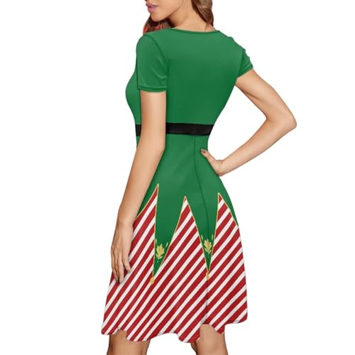 Image of AFPANQZ Womens Casual Summer Lightweight Vintage Dress Short Sleeve Midi Dress Knee-Long Luxury Formal Dress