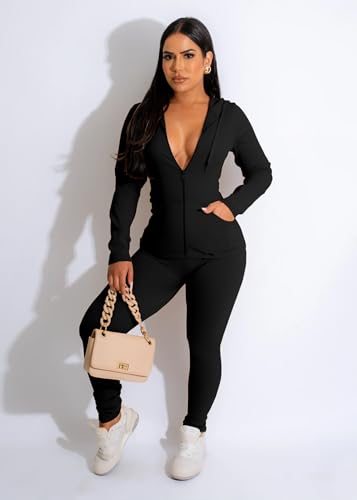 YeGine Women 2 Piece Outfits Long Sleeve Tracksuit Bodycon Matching Sets Hoodie Jacket Jogging Suit2