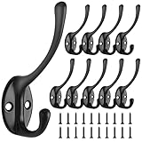 Bolatus 10 Pièces Crochet de Manteau Rétro Patère Porte Manteau Mural Vintage Crochet de Porte Métal pour Porte Manteau Salle de Bain Cuisine（Noir）