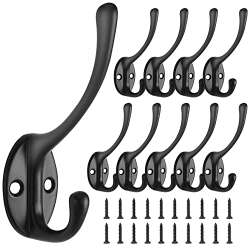Bolatus 10 Pièces Crochet de Manteau Rétro Patère Porte Manteau Mural Vintage Crochet de Porte Métal pour Porte Manteau Salle de Bain Cuisine（Noir）