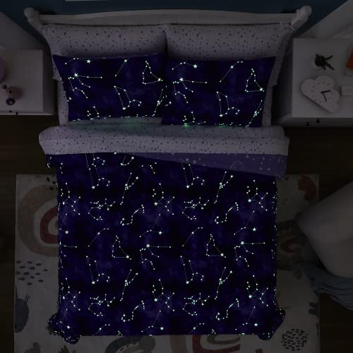 Kaleidospace Galaxy Boys Girls Bedding Sets Full, Glow In The Dark Bed In A Bag, 7 Piece Ultra Soft Microfiber Kids Bedding Set For All Season (76"X86" #TOP1