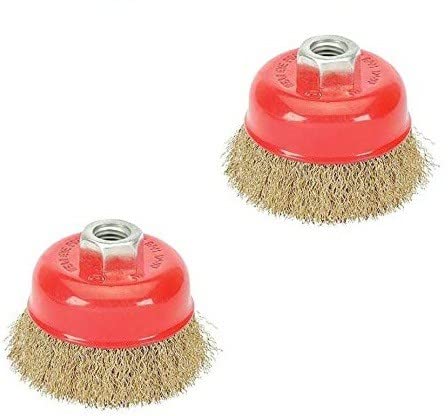 Dumdaar 2pc 3 inch Crimped Wire Wheel Cup Brush Set for Angle Grinder to Remove Rust-picture-27