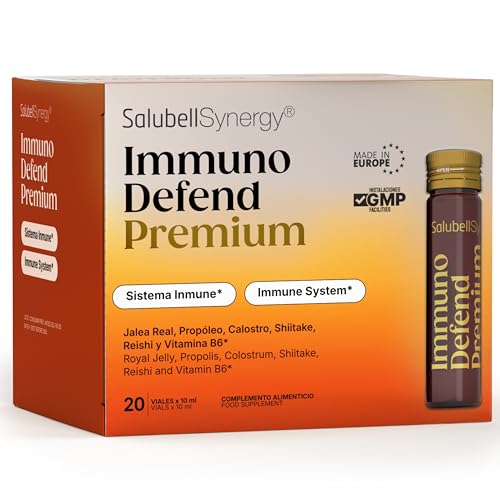 Salubell Synergy® Immuno Defend PREMIUM, 20vialesx10ml, Apoyo Inmunitario, 100% del VRN de Vitamina B6,Sinergia de Hongos Milenarios: Incluye concentrados de Reishi y Shiitake, Propóleo purificado