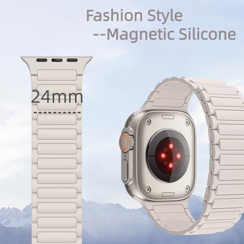 Magnetic Band Compatible with Apple Watch Ultra 3/2/1 Band for Men 38mm 40mm 41mm 42mm, Silicone Sport Waterproof Loop Strap Magnet Link for iWatch Series SE 11 10 9 8 7 6 5 4 3 2 1 — view 2