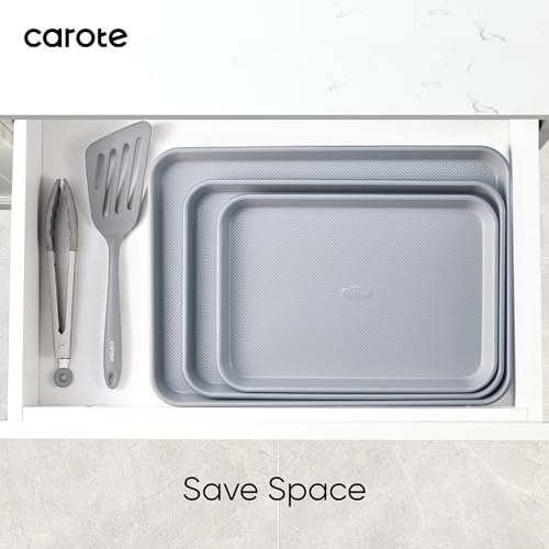 CAROTE 3-Piece Baking Pan Set - Bakeware Set, Baking Sheet Set Including 13 Inch 15 Inch 17 Inch Sheet Pan, Cookie Sheet for Baking, Royal Violet, Blue & Grey by CAROTE - Image 5