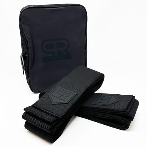 PR Personal Record Heavy Duty Extra Wide Knee Wraps for Weightlifting - Premium Pair with Easy Adjustments and Secure Fit, Quality Knee Wraps, Reinforced Stitching Knee Straps for Powerlifting (All Black)