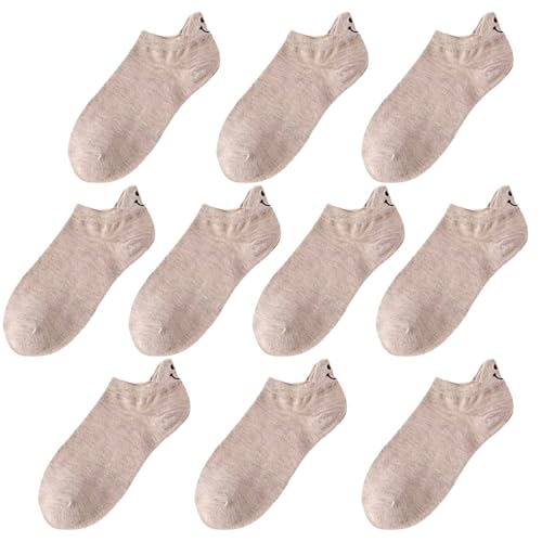 Cute Socks 10 Pairs No Show Socks Set Emoji Embroidered Multicolor for Sneakers Arch Extend No Slip Japanese Style