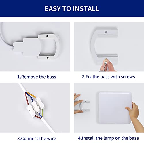 DAXGD LED Deckenleuchte Quadratische 32 W, 2 Stück Deckenlampe led IP54 Wasserdichte, 3600 lm, 6500 K, Kaltweiß, Badezimmer, Küche, Korridor, Balkon, 25 cm