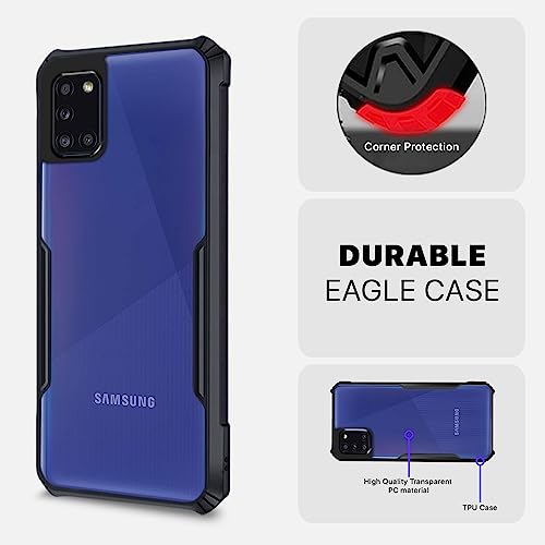 Image of Pikkme Samsung Galaxy A31 Back Cover | Crystal Clear Transparent Back | Ultra Hybrid | Full Camera Protection | Raised Edge | Bumper Back Case for Samsung Galaxy A31 (Black)