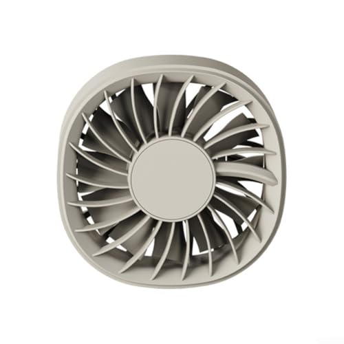 Ventilador de coche compacto alimentado por USB con velocidades ajustables, luz LED brillante para mayor seguridad, funcionamiento silencioso, adecuado para uso en vehículos en verano (gris)