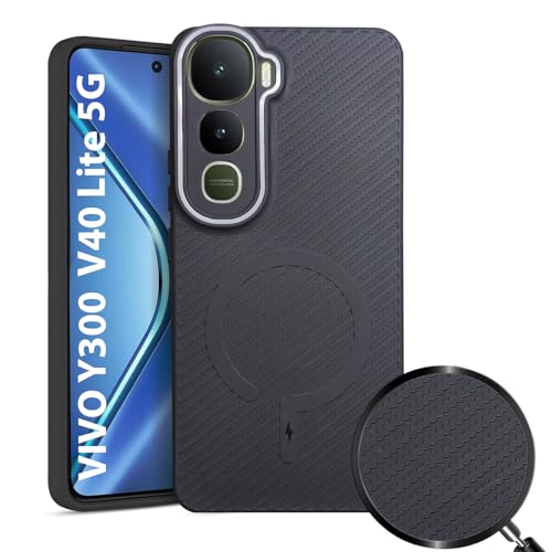 Image of LIRAMARK Rugged Carbon Fibre TPU Armor Silicone Back Cover Case for VIVO Y300 | V40 Lite 5G