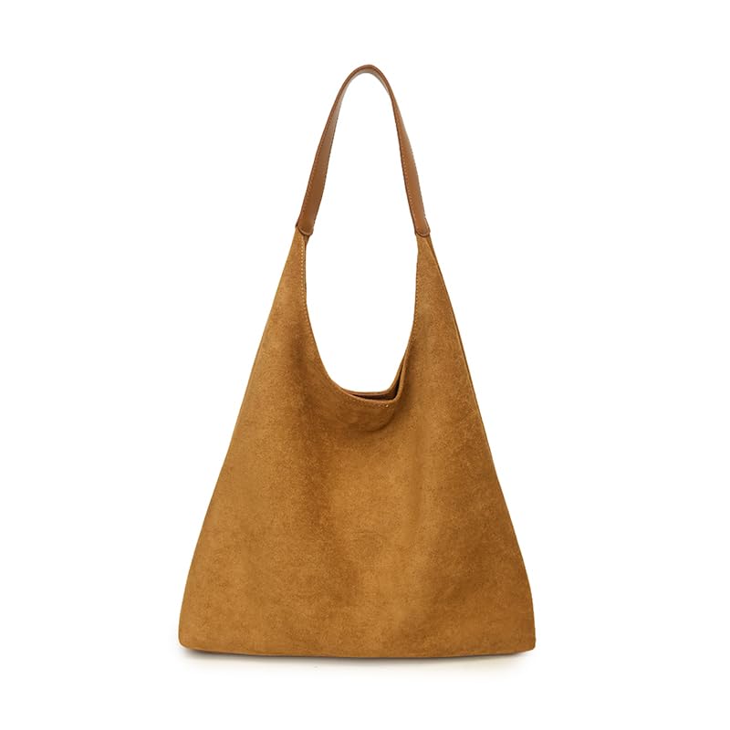 Suede Purses for Women 2025 – Large Capacity Retro Suede Hobo Slouchy Tote with Soft Leather Feel, Versatile for Work