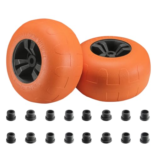 ONECHOI Beach Balloon Wheels, 13' Flat-Free Solid PU Beach Cart Tires Replacement Big Sand Wheels for Beach Buggy, Kayak Trolley, Canoe Cart, Rolling Walker, Garden Cart, Wheelchair & Buggy, 2-Pack