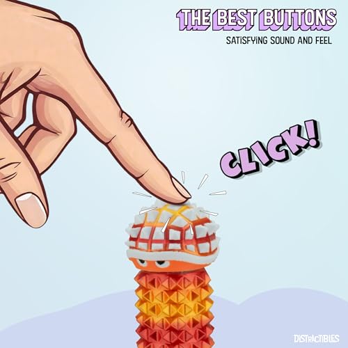 Image of Distractibles Shelly - Sensory Fidget Clicker, Textured Pain Stim Device, Stress Relief for Focus and Concentration (Neon Nova)